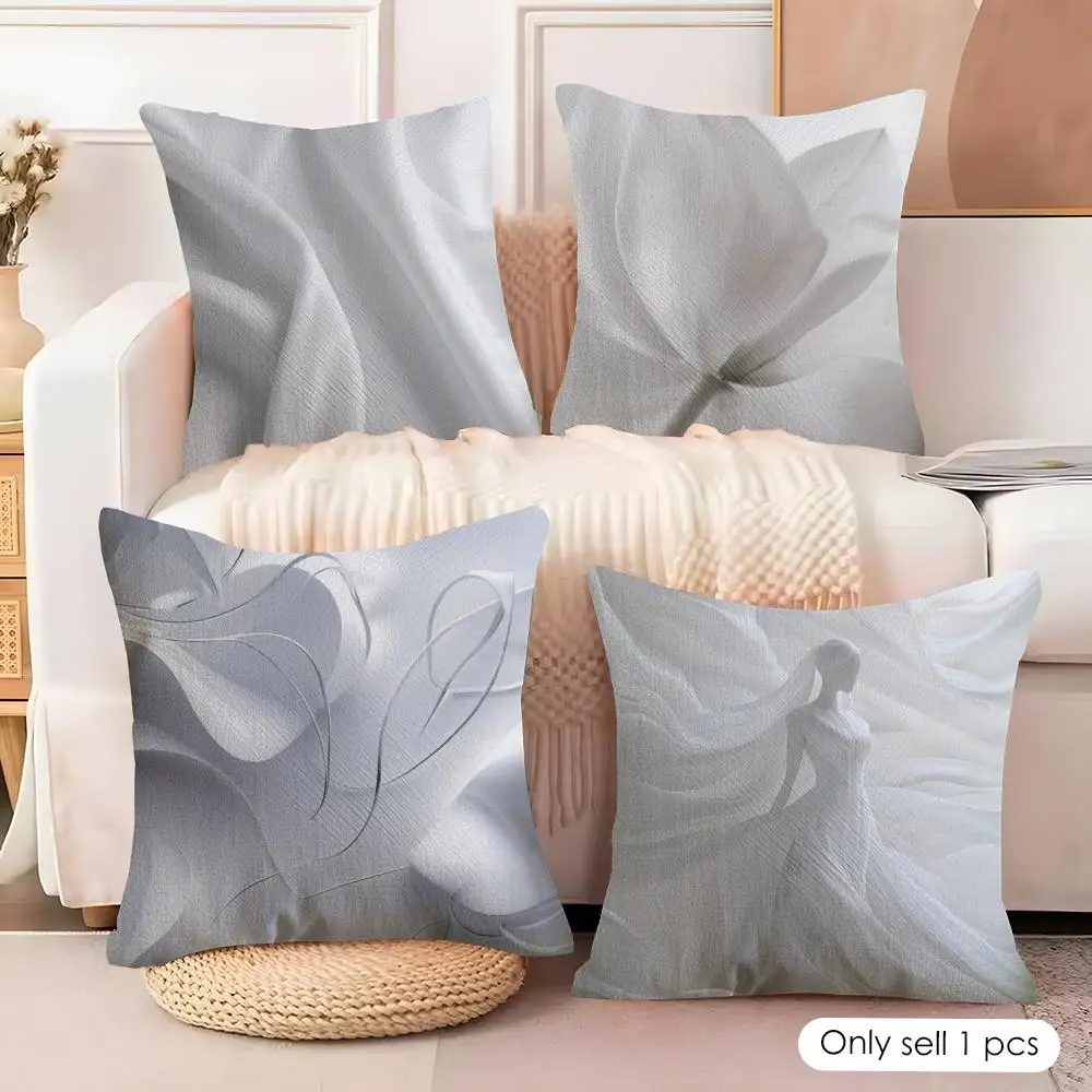 Elegant White Design Cushion Cover Pillowcase Ultra Soft Skin Friendly Fabric Cloud Like Comfort & Concealed Zipper