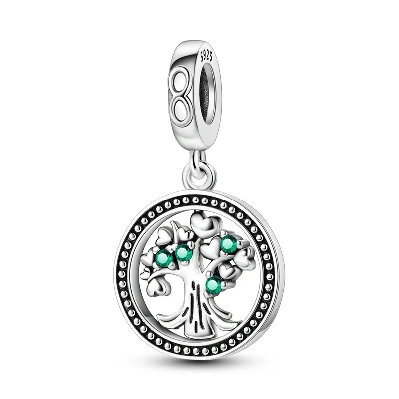 Colgante de plata de ley 925 para mujer, colgante con cuentas de Luna, árbol de la vida, árbol de Navidad, pulsera PandoraDIY, regalo de joyería Original