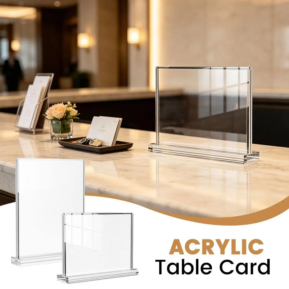 Transparent Acrylic A4/A5 Desktop Display Stand Convenient Pull Out Sign Holder Price Label Menu Display Rack Photo Frame