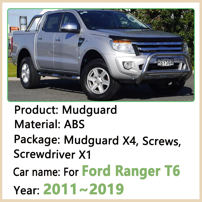 Car Mudguards Mud Flaps For Ford Ranger T6 2011~2018 2019 P375 Front Rear Wheel Mudguard Splash Guard Fender Mudflap Accessories view 2