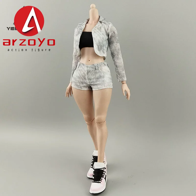 1/6 สั้นชุดกางเกงขาสั้นจีบกระโปรงยาวกางเกงเสื้อผ้ารุ่น 12 ''BJD AT202 ทหารหญิง Action Figure Body