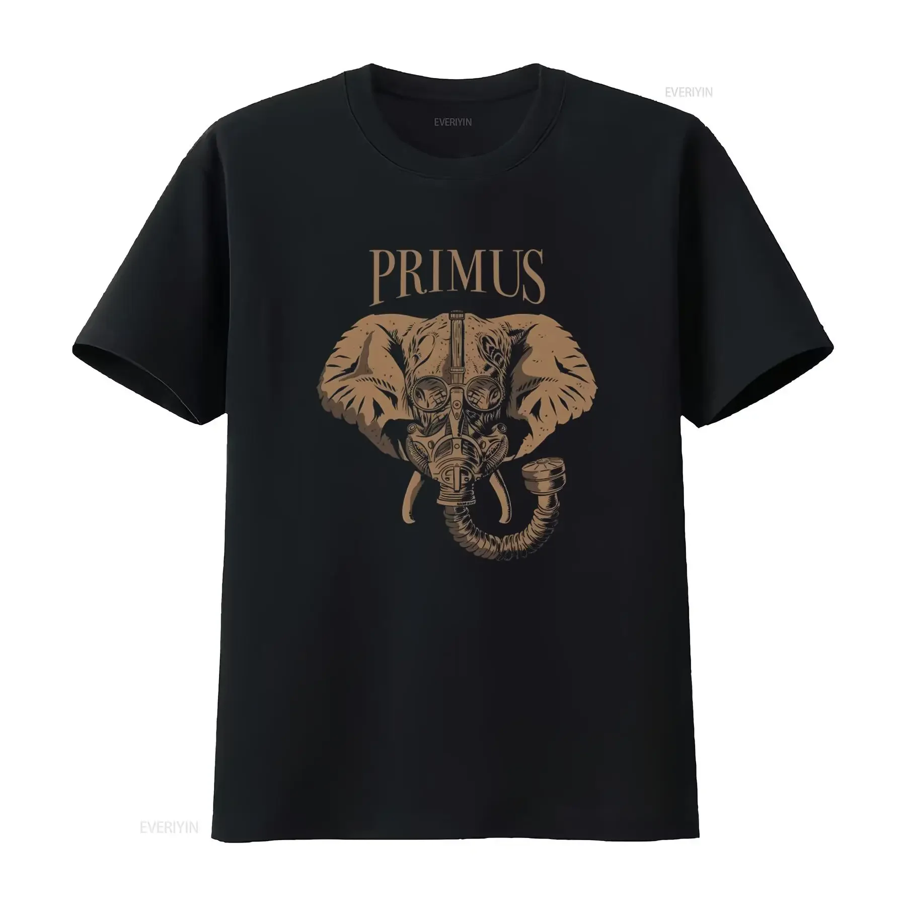 Cotton T Shirt Primus Steampunk Elephant Design Les Claypool Larry LaLonde Tim Alexander vintage Washed Breathable Casual