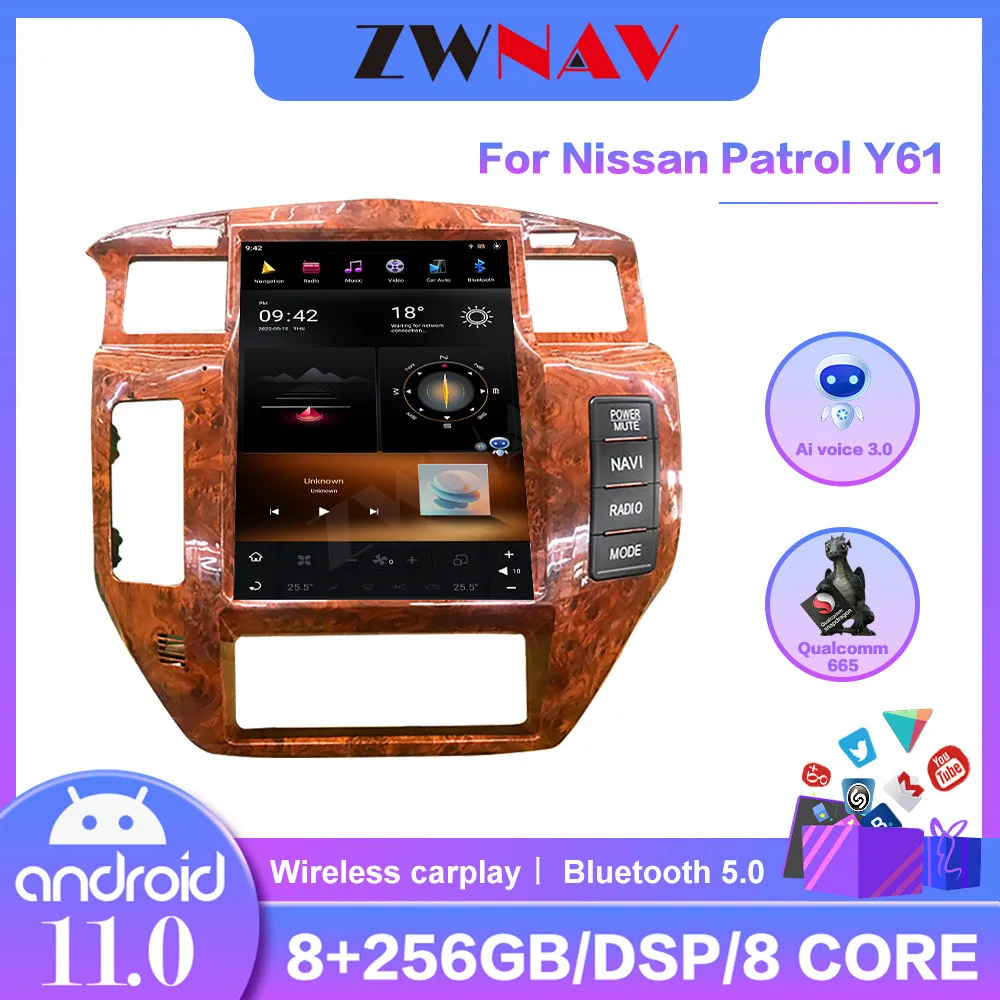 Android 11 Vertic IPS Screen For Nissan Patrol Safari Y61 2010 + DSP Car GPS Navigation Multimedia Player Radio Stereo Head Unit