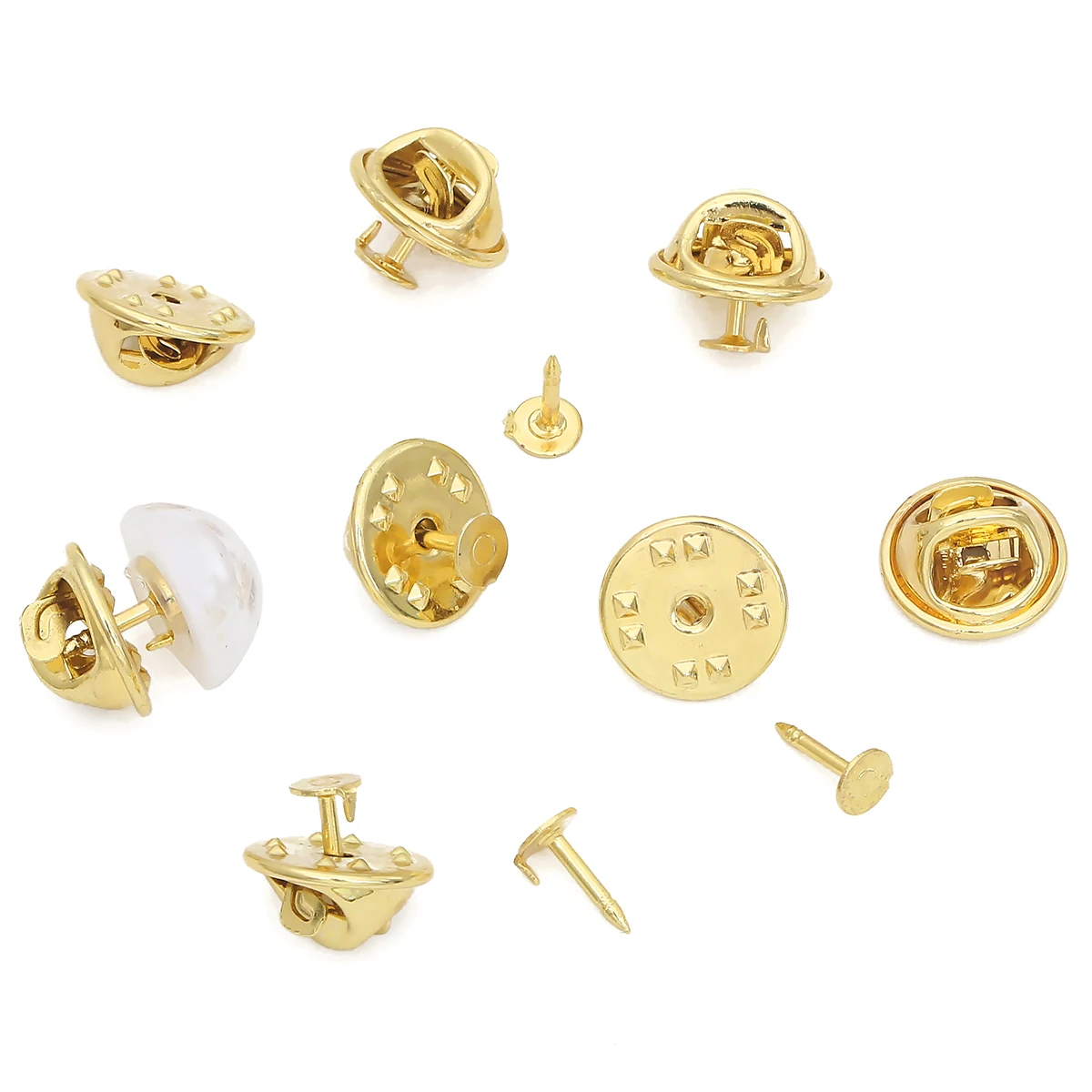 

1/5Sets 11.5mm 14K Gold Plated Copper Brooch Pin Base DIY Butterfly Buckle Brooch Accessories Metal Nail Tie Studs Badge Holder