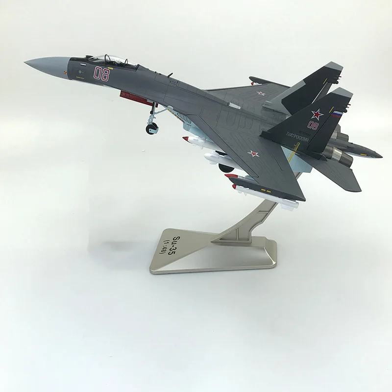 1:48 Scale Su-35 Fighter Jet Alloy Die Casting Military Model Aircraft Zhuhai Airshow Collection Toy Gift