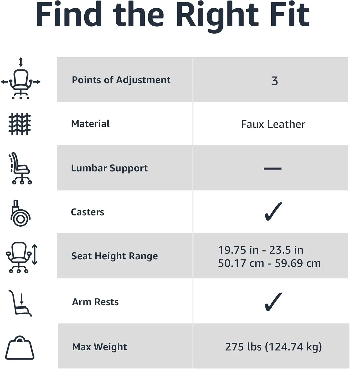 كرسي مكتب كلاسيكي مبطن من البولي يوريثان متوسط الظهر قابل للتعديل مع مسند للذراعين، 26 بوصة عمق × 23.75 بوصة عرض × 42 بوصة ارتفاع، كريمي #5