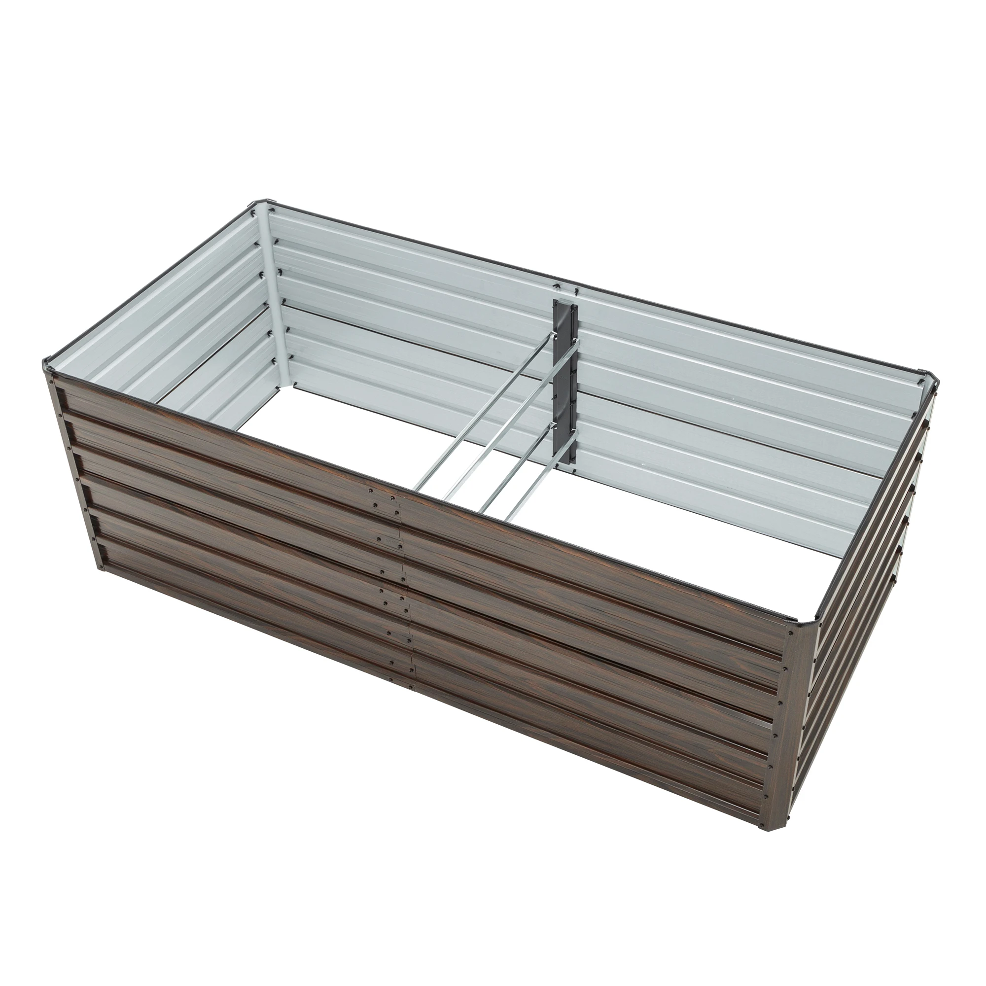 Garden Bed 74.6x35.4x25 in Steel Planter Box Open Base 4 Support Rods Rustproof with Safe Edging Easy Assembly Herbs Veggies