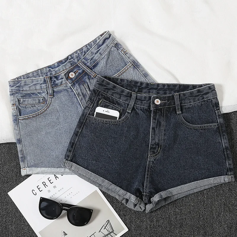 

Pop New Women's Low Rise Elastic Tight Curled Denim Shorts Summer New Hot Girl Street Casual Hip Wrap Sexy Mini Shorts Female