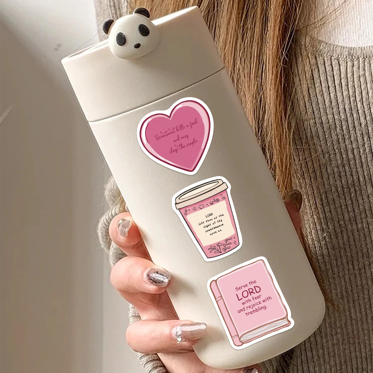 50/100PCS Pink Bible Jesus Cute Creative Waterproof Stickers DIY Luggage Notebook Speaker Skateboard Stickers