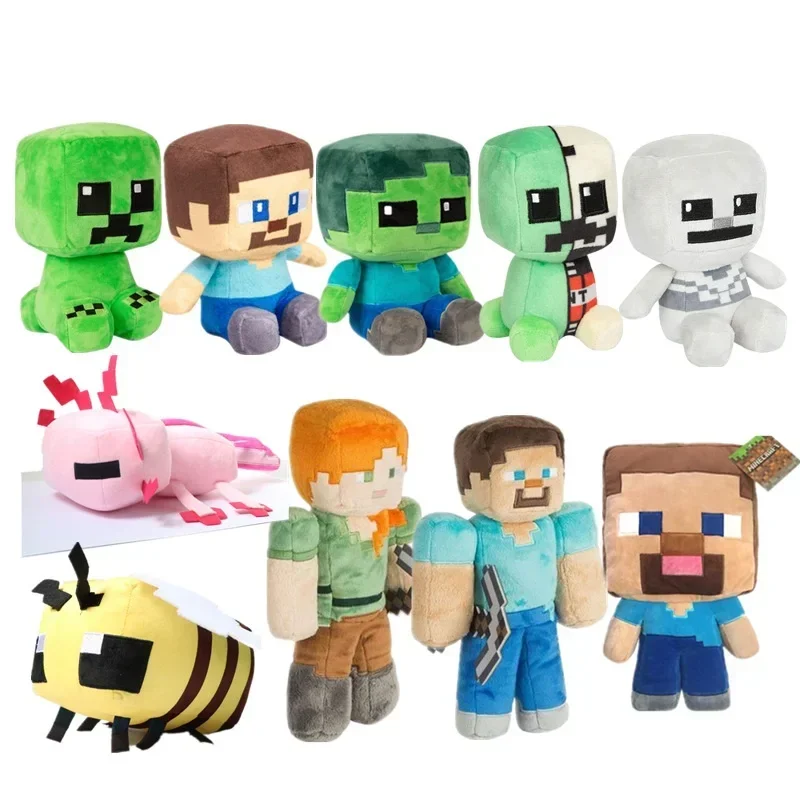 Minecraft Zombie Creeper Plush Doll Steve Spider Ghost Skeleto Cotton Stuffed Model Doll Alex Enderman Kids Gift Game Toy