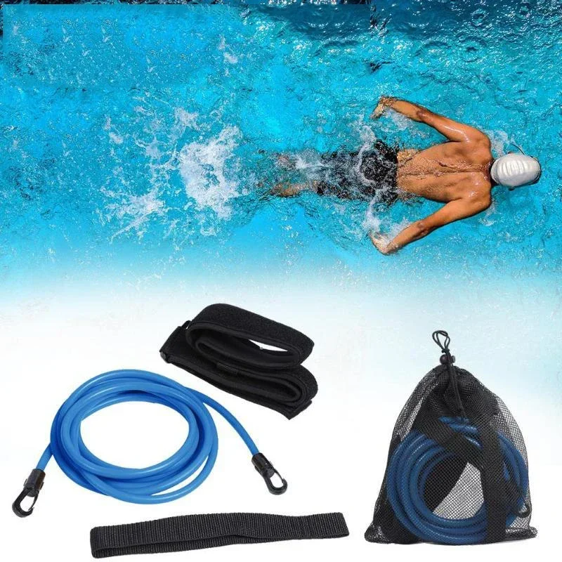 Elastic Resistance Rope for Swim Training 4M Adjustable Swimming Belt Exerciser Safety Latex Tubes Various Specifications Styles