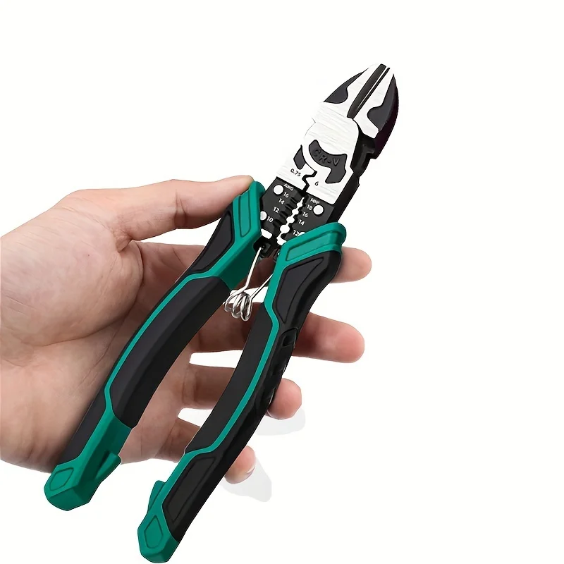 9-In-1 Professional Carbon Steel MultiTool Spring Diagonal Pliers Wire Stripper Crimper Sheet Metal Cutter Wire Cutter Pliers