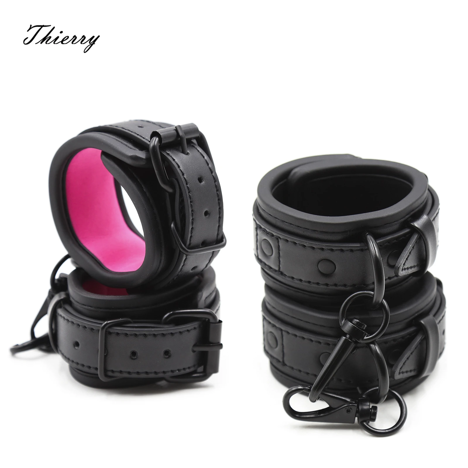 Thierry BDSM Couples Adult Games Adjustable Erotic PU Leather Handcuffs Wrist Cuffs Bondage Restraints Sex Toys for Women