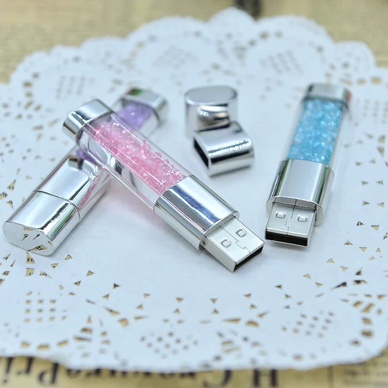 2023 Real Capacity Jewelry Crystal Diamond Memory Stick Usb Flash Drive 1TB 512GB  256GB 128GB 64GB Mini Usb Pendrive Girl Gift