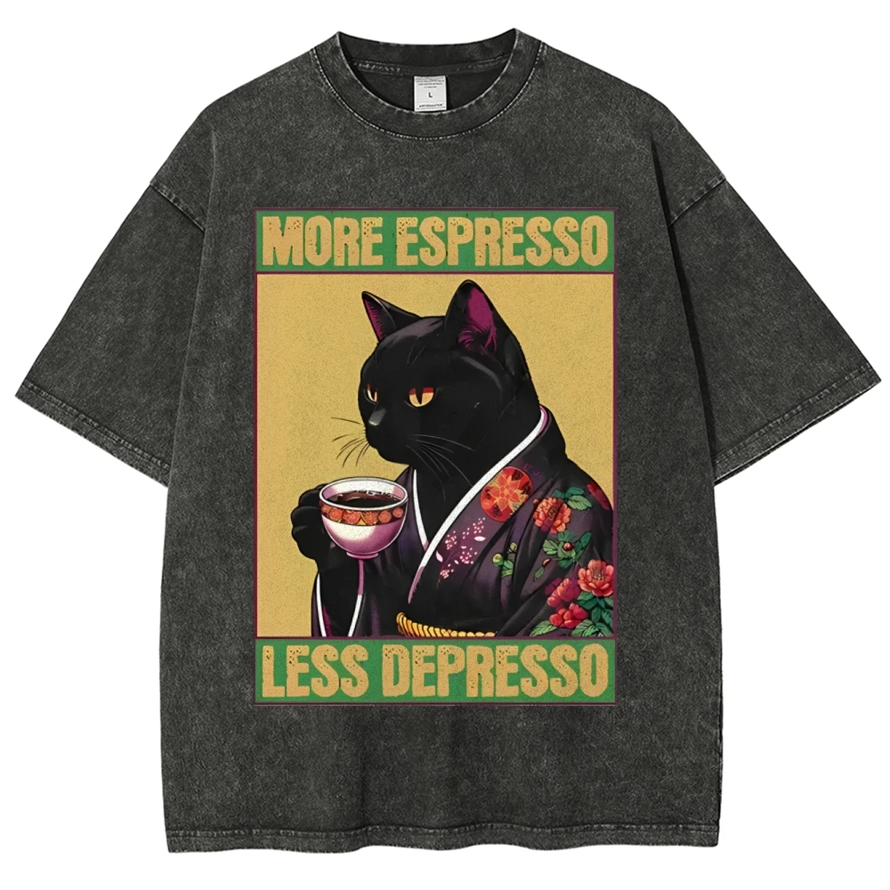 

2025 футболки для пар, черный кот, одинаковые текстовые футболки с короткими рукавами на плечах для мужчин и женщин, дышащие повседневные свободные топы из чистого хлопка