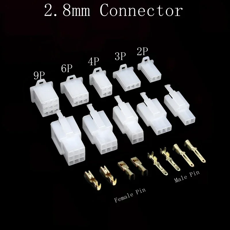 5sets 2.8mm connector 2P 3P 4P 6P 9P Electrical 2.8 Connector Kits Male Female Socket Plug For Motorcycle Motorbike Car