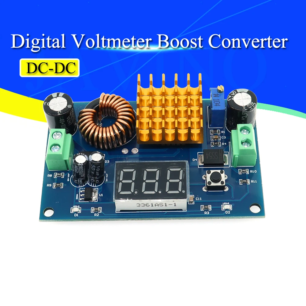 DC-DC Step Up Module DC 3V-35V to DC 5V-45V Boost Module Digital Voltmeter Boost Converter Board 5A Power Adjustable XH-M411