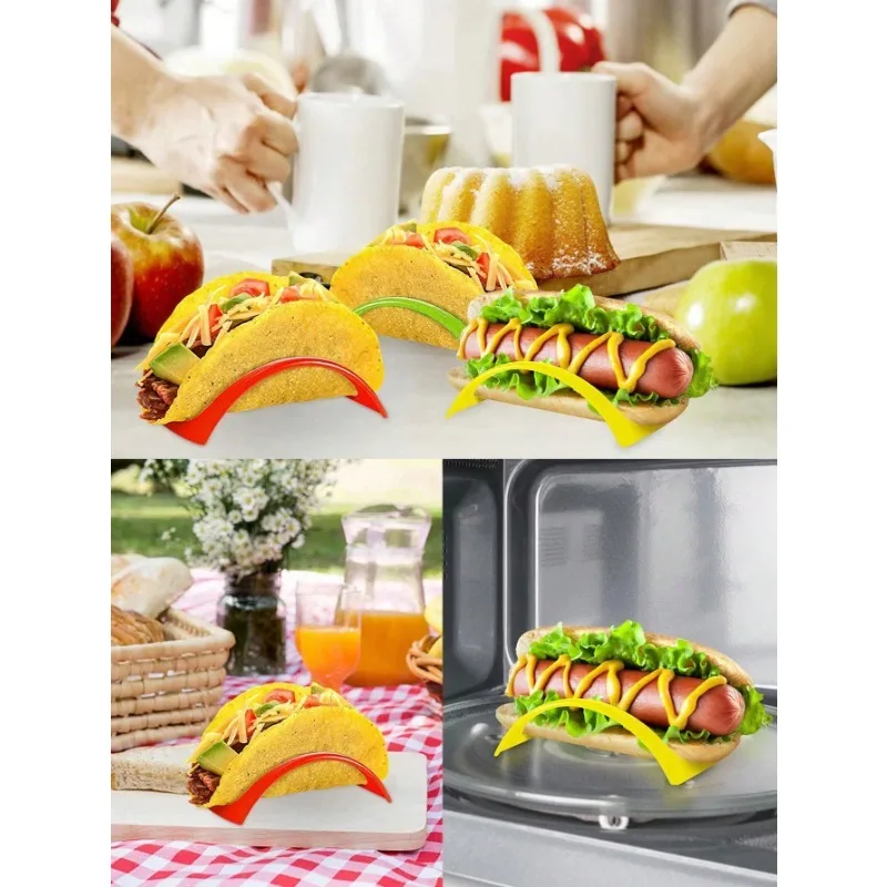 Colorful Taco Holders Set of 3 Dishwasher Safe Ideal for Tacos Hot Dogs and More Perfect for Home BBQ and Parties  Supplies