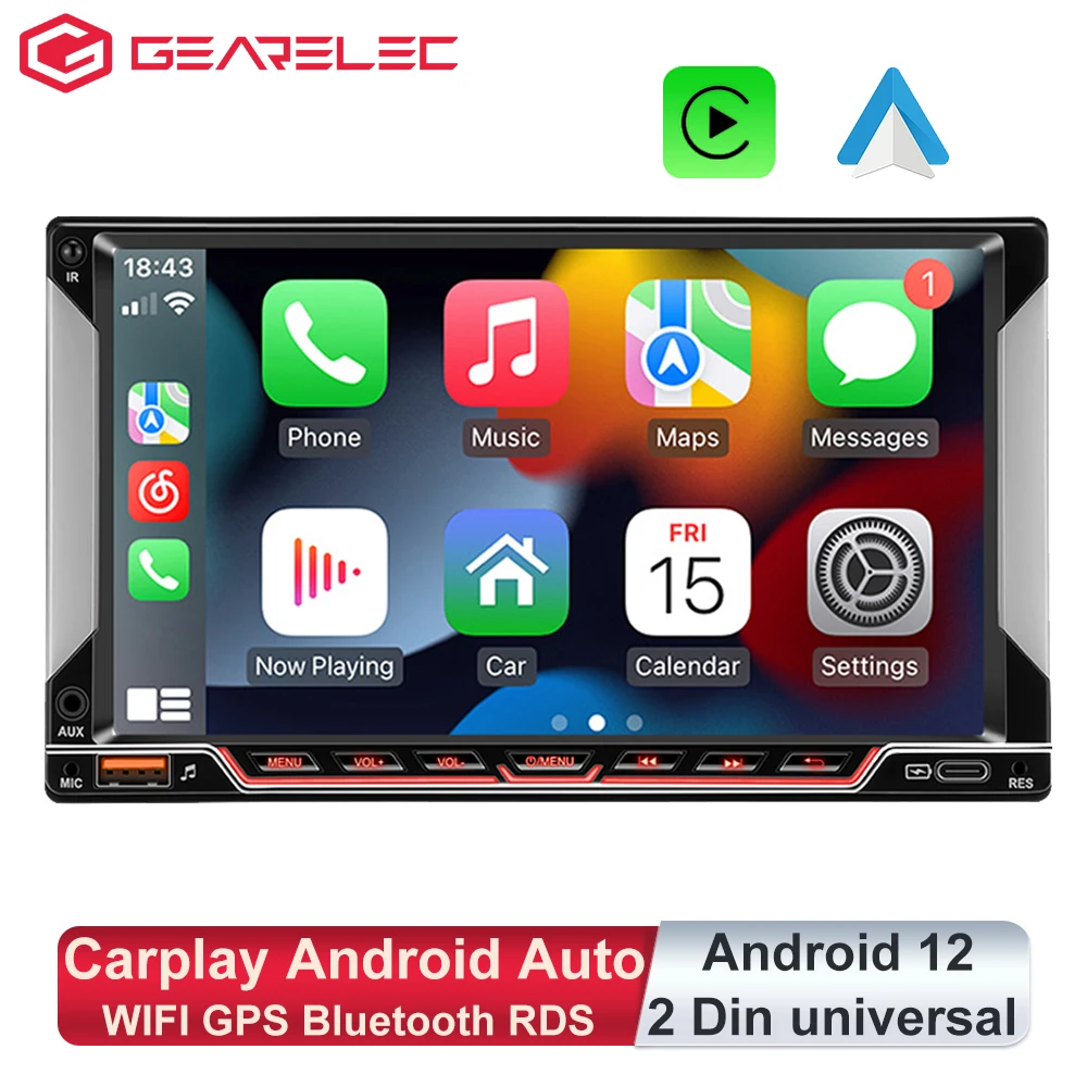 Car Radio 2 Din Carplay Android Auto Car Multimedia Video Player Android 12 Car Stereo Universal 7