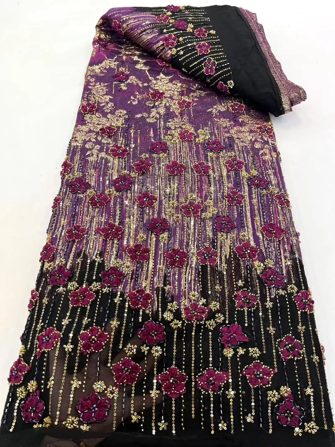 African Beaded 2025 High Quality Nigerian Sequins With Pearl Lace French Tulle Lace Fabric For Party Dress Sewing