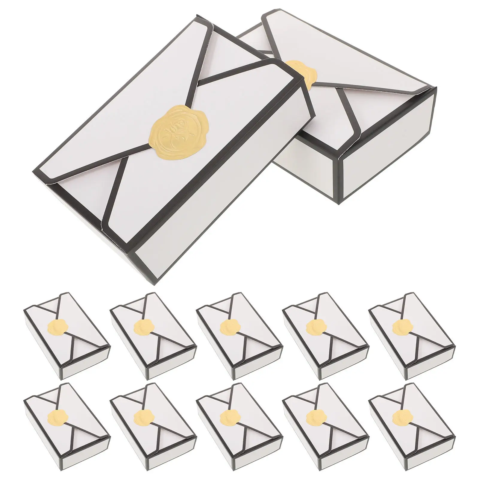 

Набор из 16 винтажных свадебных коробочек для конфет в европейском стиле с конвертами, декоративные коробки для сладостей, выпечки и праздничных угощений с восковыми печатями в виде роз