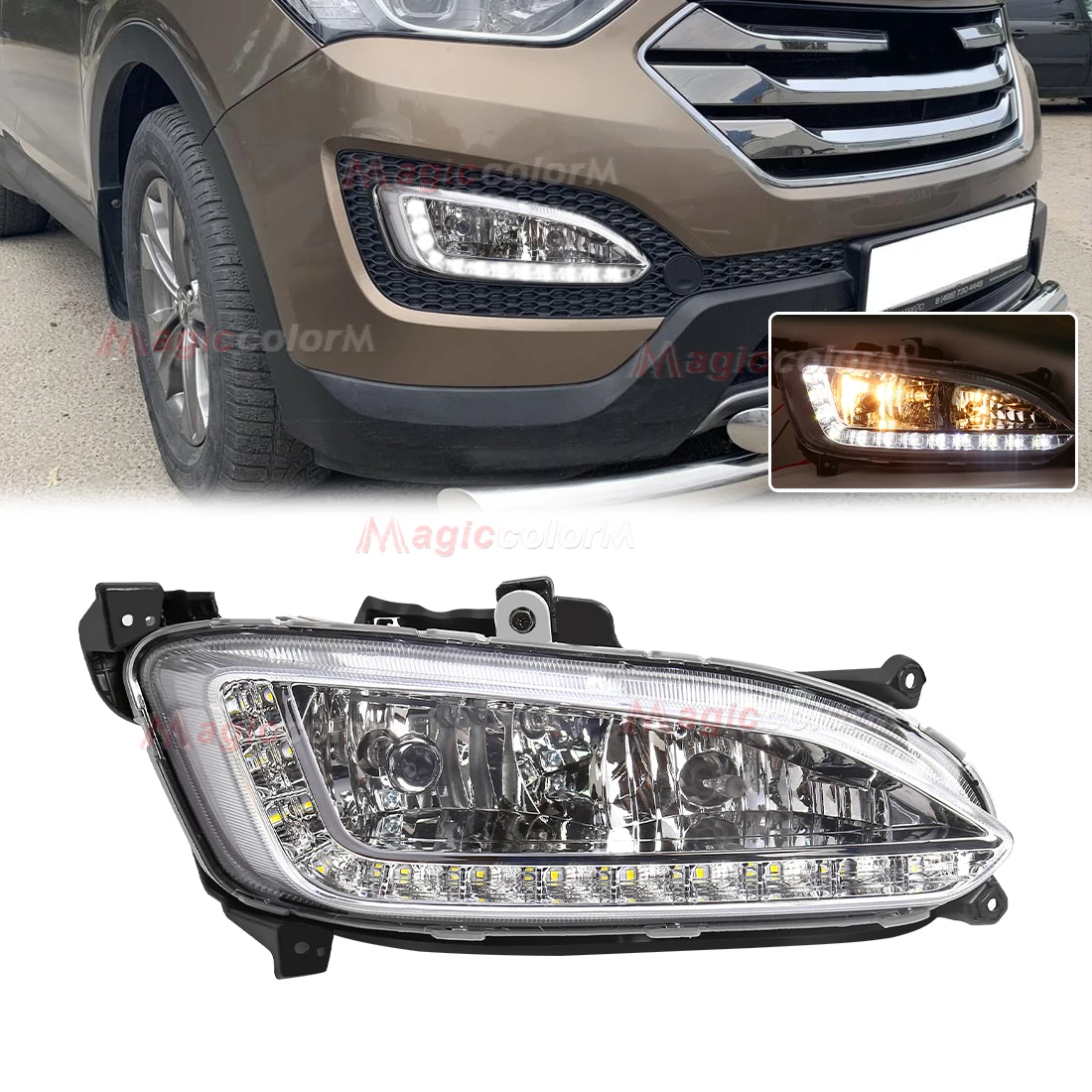 LED DRL for Hyundai Santa Fe IX45 2013 2014 2015  DRL LED Daytime Running Light Fog Lamp Car Auto Headlight Waterproof Daylights