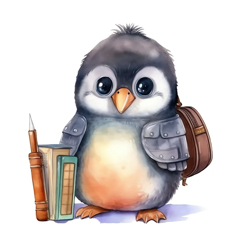 Penguin Student Wall Sticker Kids Room Bedroom Home Decoration Wallpaper Background Decor   Cute Animal Stickers M727