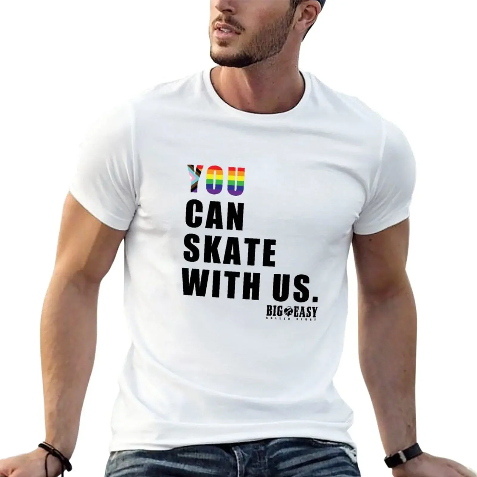 New You Can Skate With Us T-Shirt boys t shirts tees graphic t shirts quick-drying t-shirt mens graphic t-shirts anime