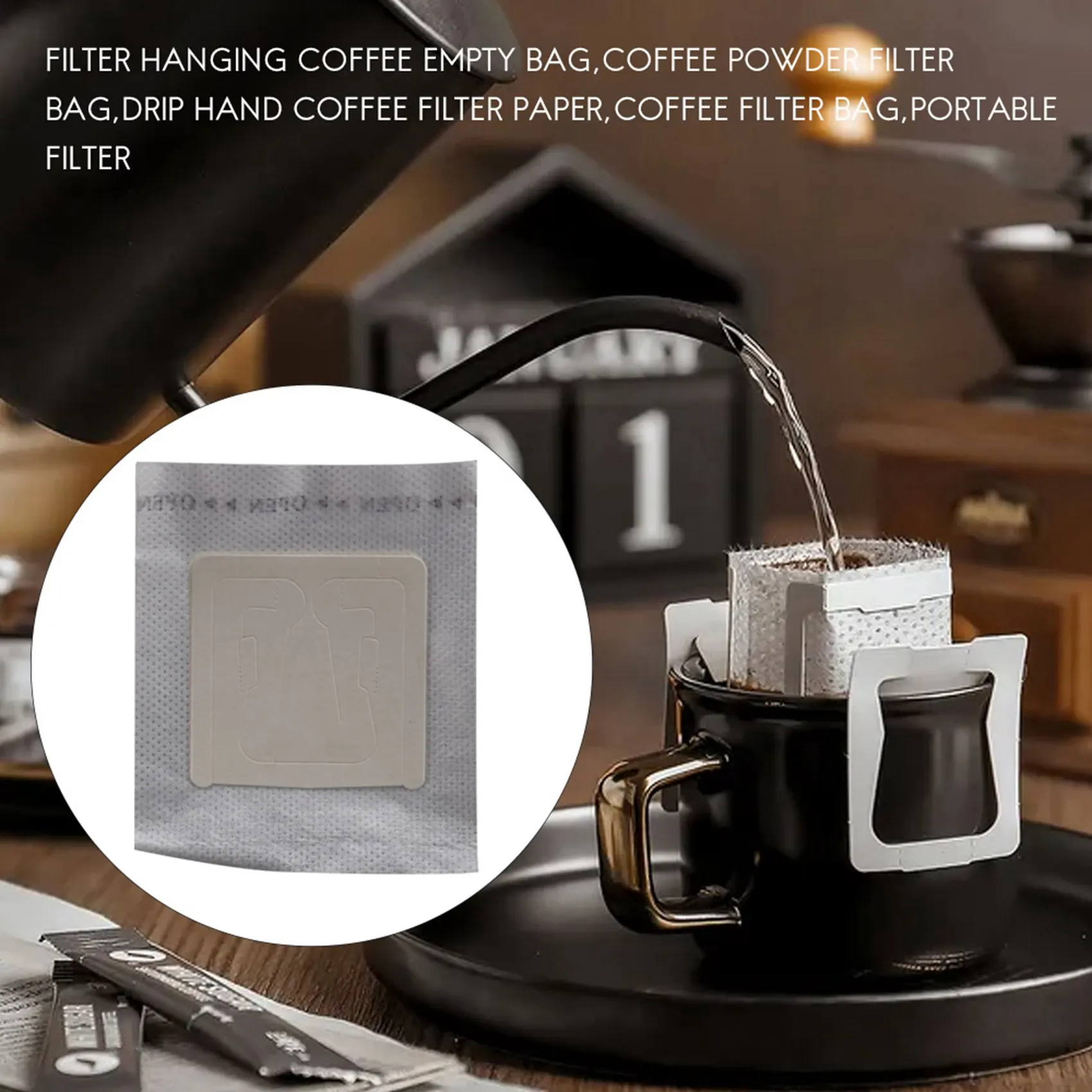 ポータブルコーヒーパウダーペーパーフィルター、ドリップハンギングイヤーバッグフィルター、200個