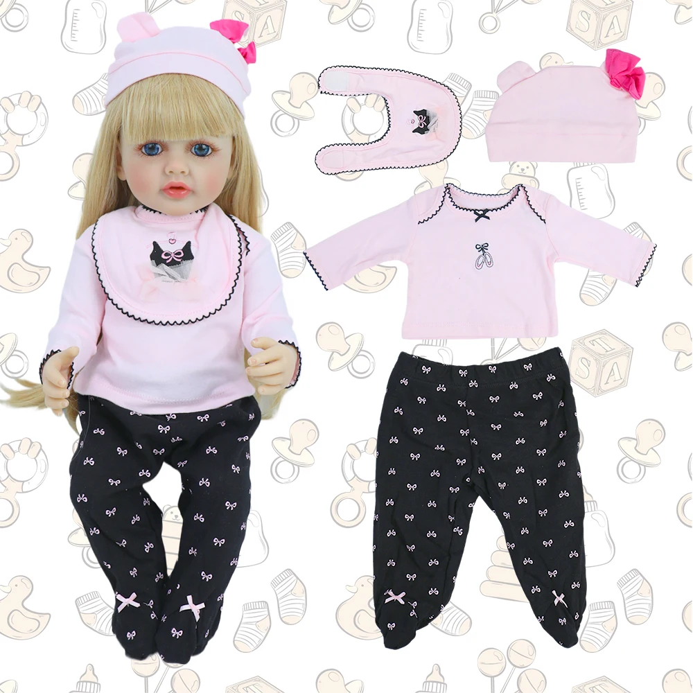 22 zoll Baby Puppe Kleid Overall Haarband Outfit Kleidung Anzug für 55 cm Reborn Mädchen Puppe Zubehör Spielzeug DiY Weihnachten geschenke