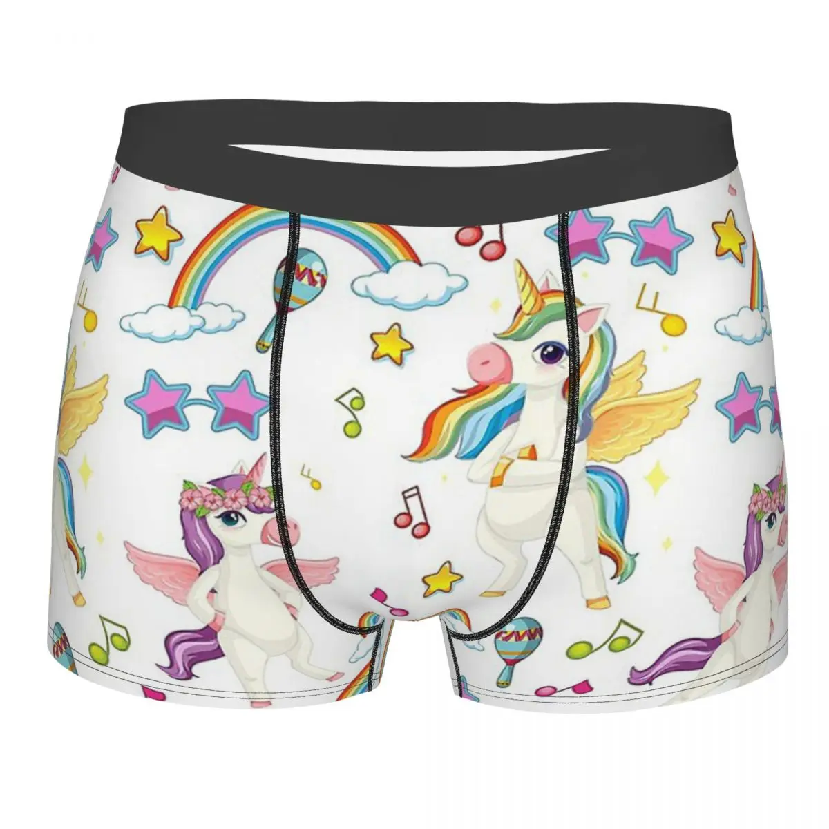 Unicorn Music Pattern Kawaii Cute Animal Animals Underpants Cotton Panties Man Underwear Comfortable Shorts Boxer Briefs