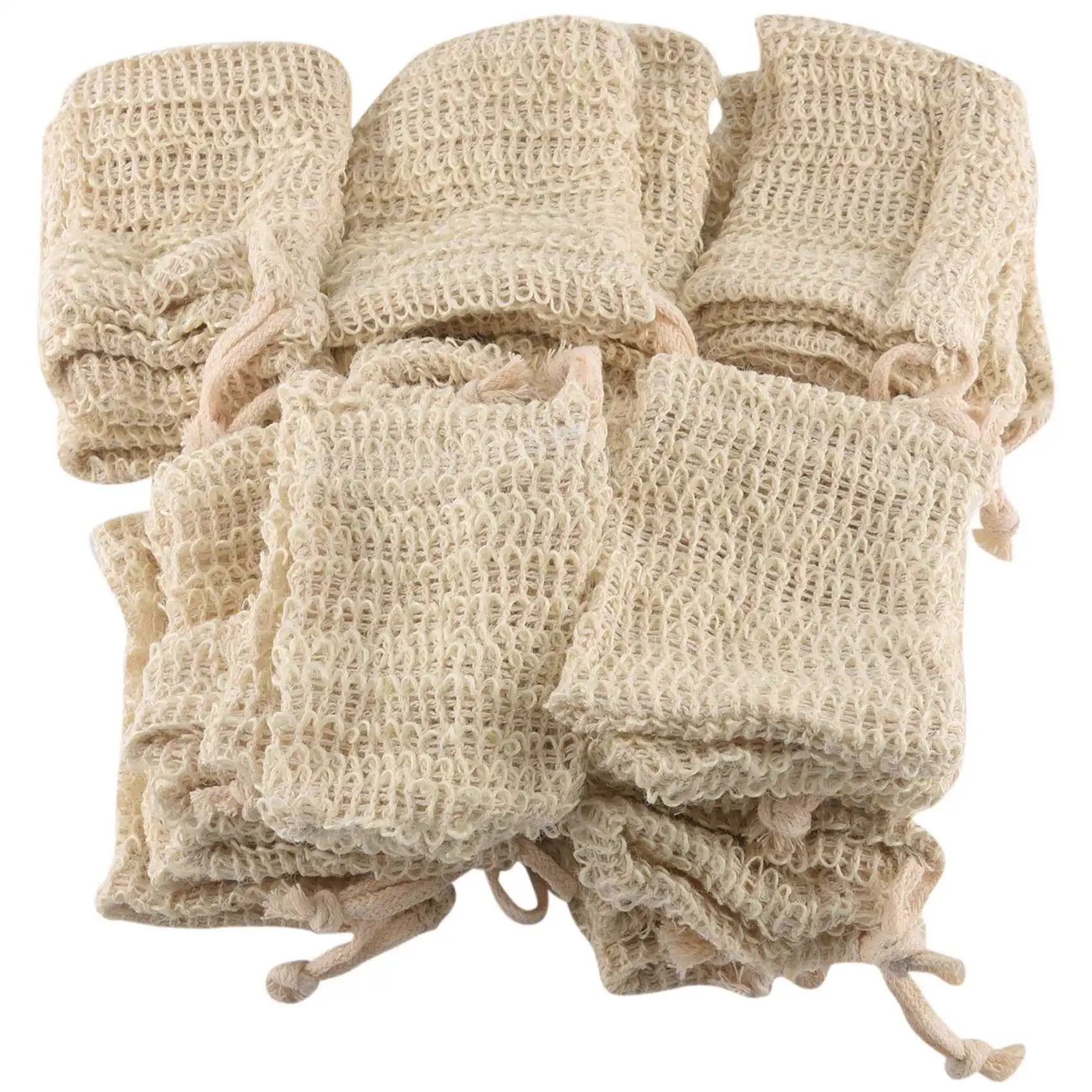 30 แพ็คสบู่ Sisal ธรรมชาติกระเป๋า Exfoliating SOAP Saver POUCH Holder