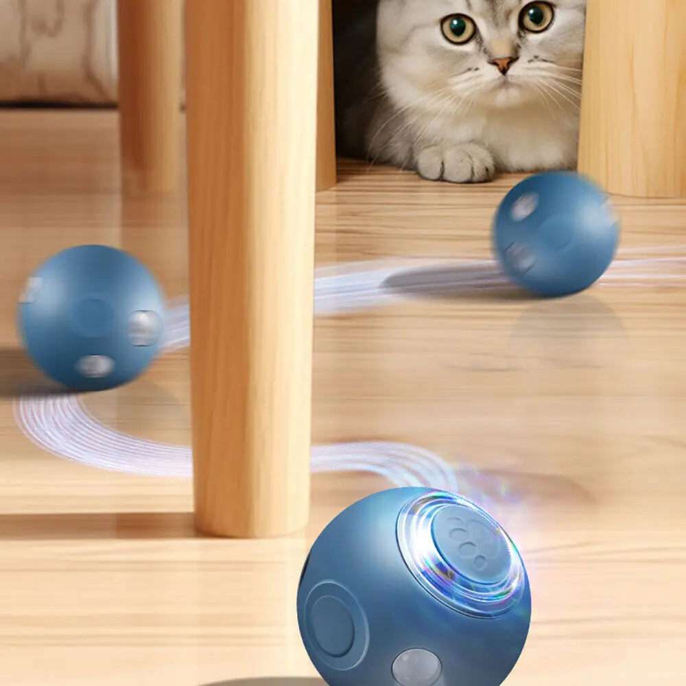 High Quality Smart Cat Toys Automatic Rolling Ball Electric Silicone Anti-Bite Anti-Fall Rotating Shine Interactive Pet Dog Toy