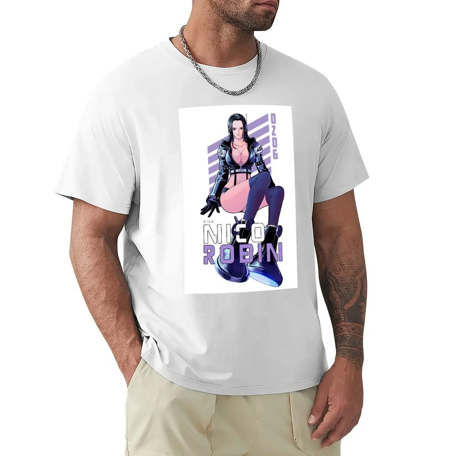 Nico Robin Egghead Arc T-Shirt kawaii clothes oversizeds tees men plain t shirts heavyweight Round Collar Outfits funny style