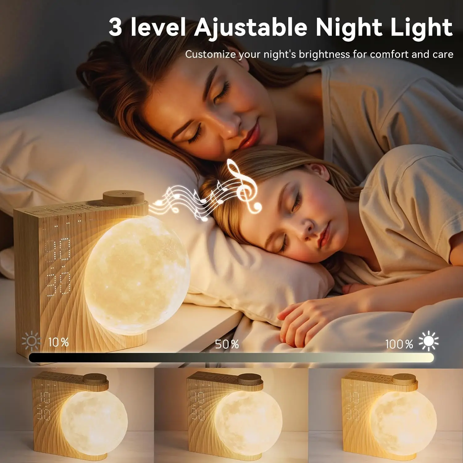 Smart Sunrise Alarm Clock with Moon Light, 10 Color Effects & Nature Sounds for Heavy Sleepers