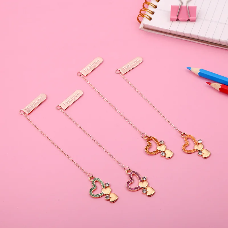 2pcs Cartoon Star Pattern Shape Metal Bookmark for Book Clips Cute Small Pendant Special-shaped Book Page Folder Bookmarks