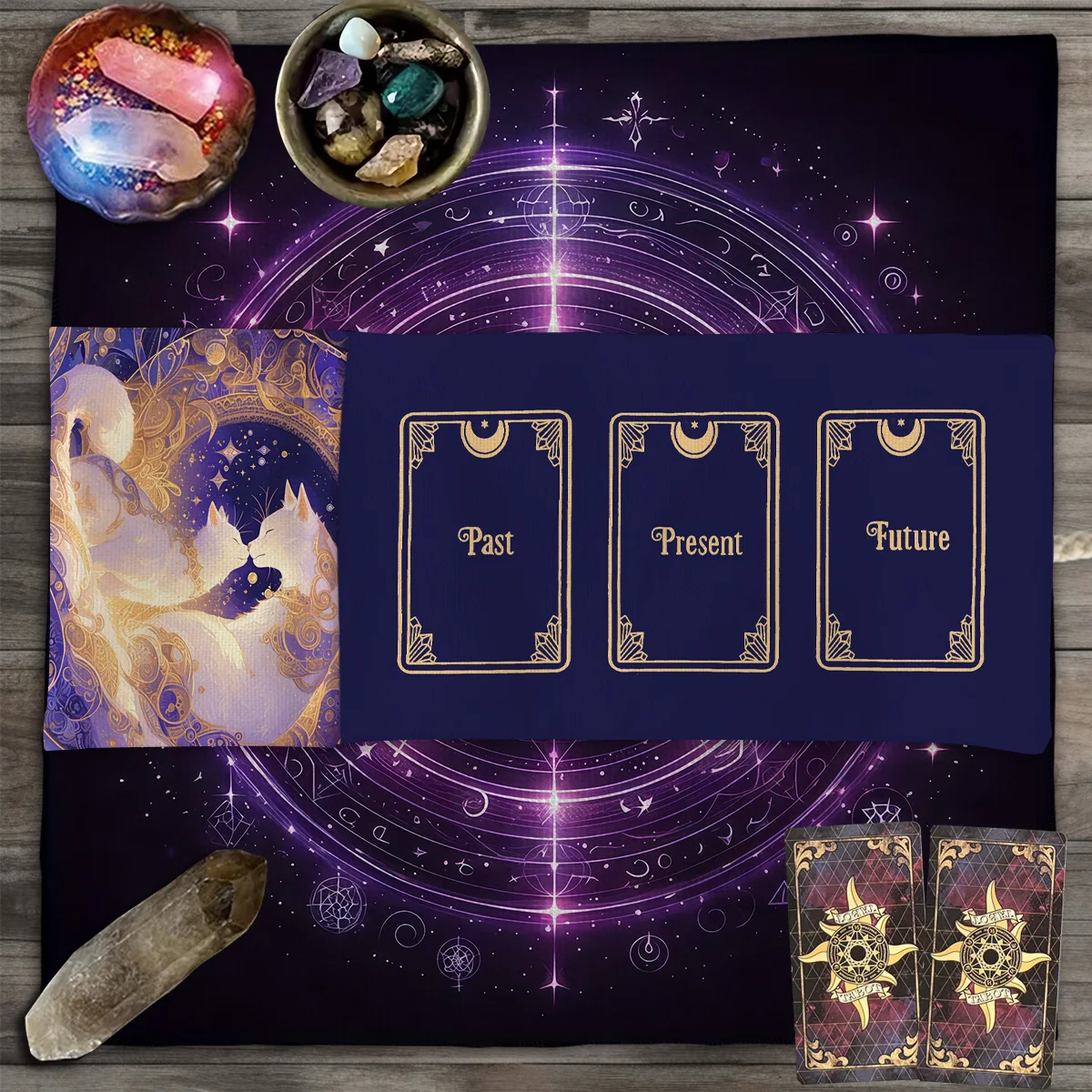 Lila Hexerei Katze Tarot Aufbewahrungstasche Tarot Tischdecke Wahrsagerei Tasche Sternenhimmel Wrap Beutel Aufbewahrungstasche Hexe Geschenk