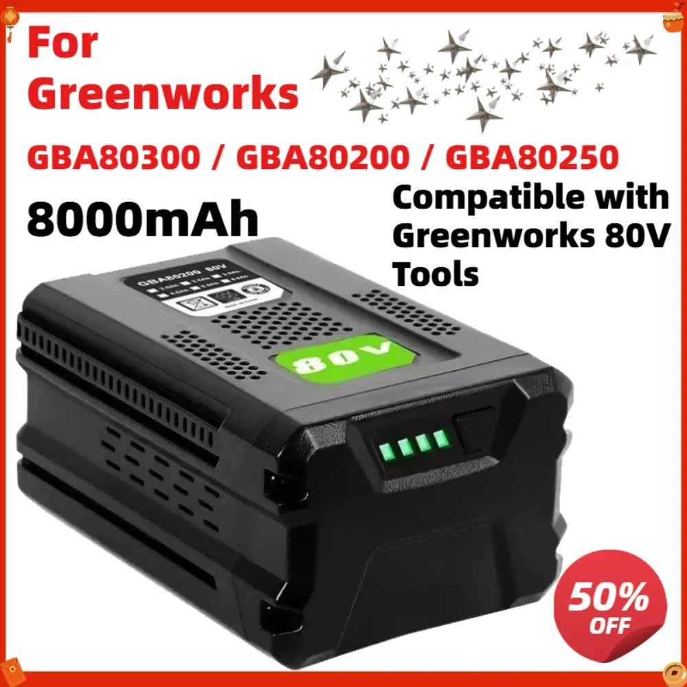 

Replacement Battery for Greenworks 80V 8000mAh Li-ion Battery Compatible GBA80300 GBA80200 GBA80250 Cordless Garden Power Tool