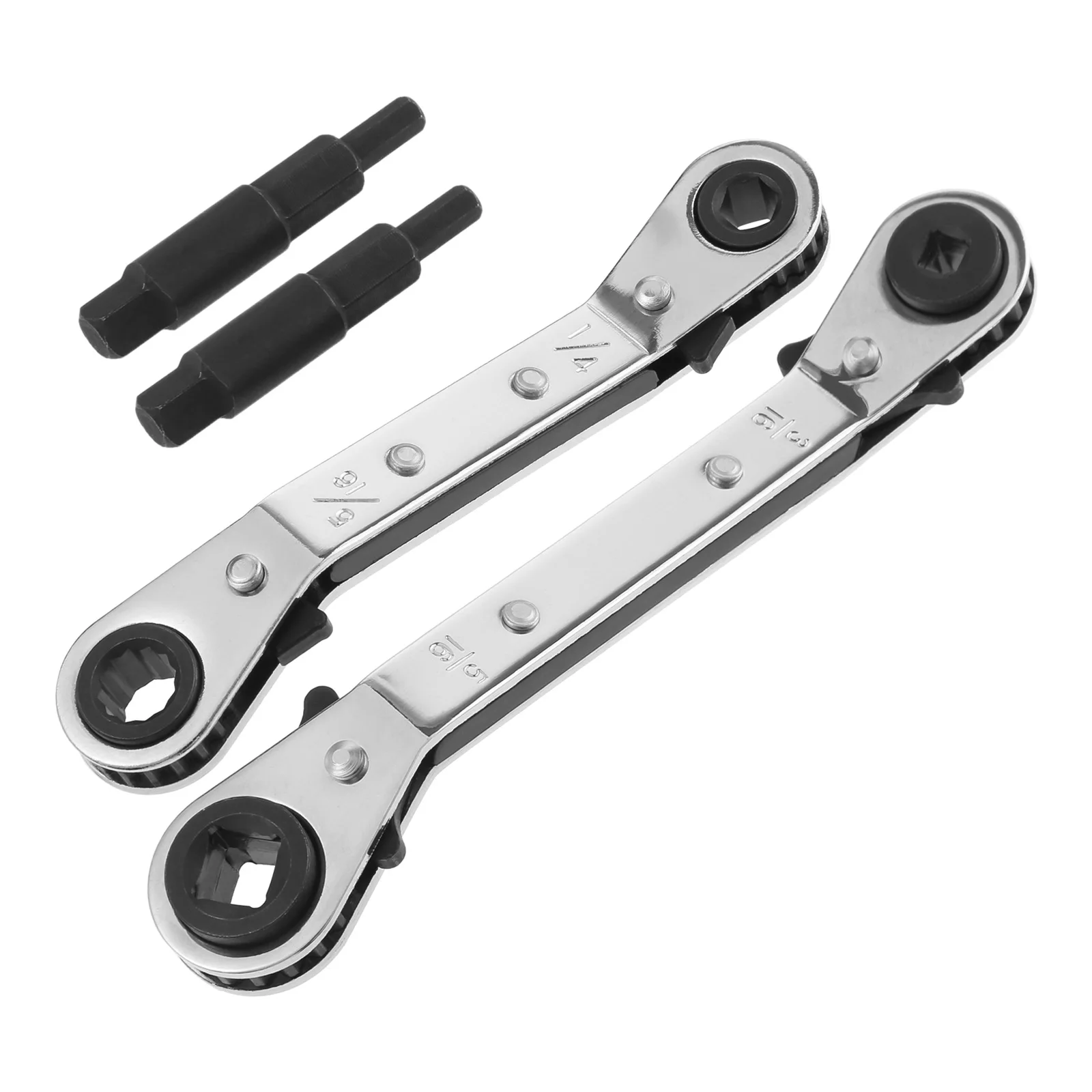 4Pcs/set Air Conditioner Valve Ratchet Wrench 3/16” to 3/8” 5/16'' x 1/4'' with Hexagon Bit Adapter for Air Refrigeration Tools