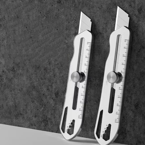 스테인리스 스틸 상자 커터 나이프, 다기능 무거운 올 메탈 공예 나이프, 병따개, 눈금자, 나사, 전문 