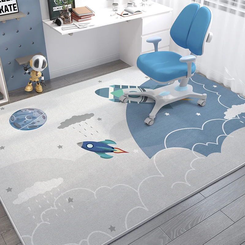 VIKAMA Children's Crawling Carpet New Cartoon Space Man Pattern - Easy to Clean Living Room Bedroom, Bedside Rug Home Decoration