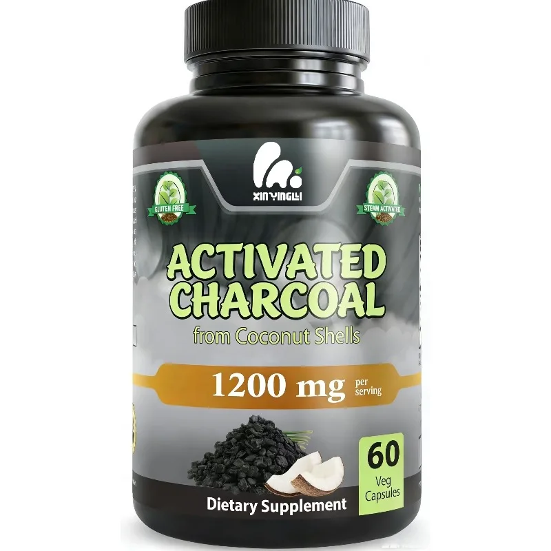 1200 Milligrams Per Serving of Activated Carbon -60 Vegetarian Capsules From Coconut Shells - Non GMO, Gluten Free, Vegan