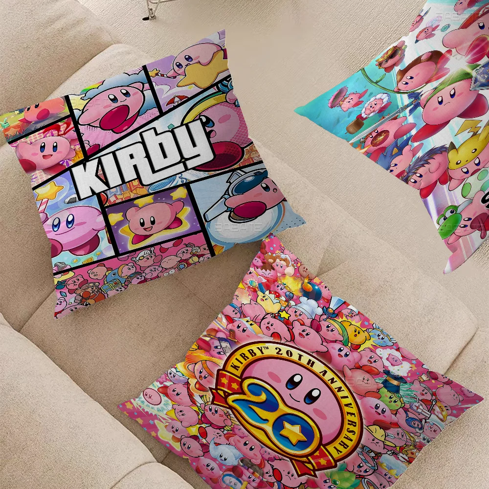 Cartoon Cute Pink K-Kirbys Maple Design Cushion Cover Happy Autumn Harvest Decor Holiday Decorati Pillow Cover