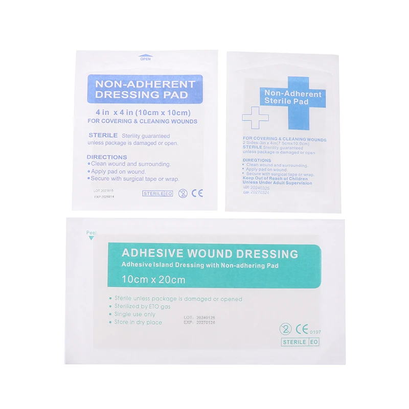 10Pcs Non-adherent Pad First Aid Kit Wound Dressing Tapes Sterile Medical Gauze Pad Wounds Care Non-woven Sterile Wound Dressing