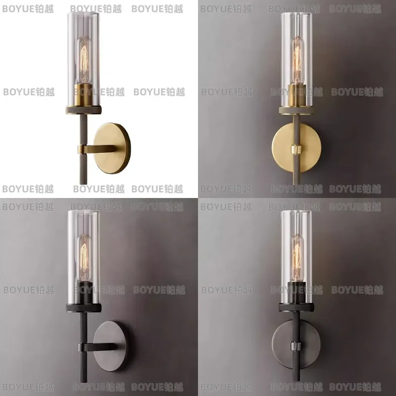 Modern Luxury Crystal Wall Lamp Solid Copper Sconce for Bedroom Living Room Hallway Creative American Style Lighting Fixture