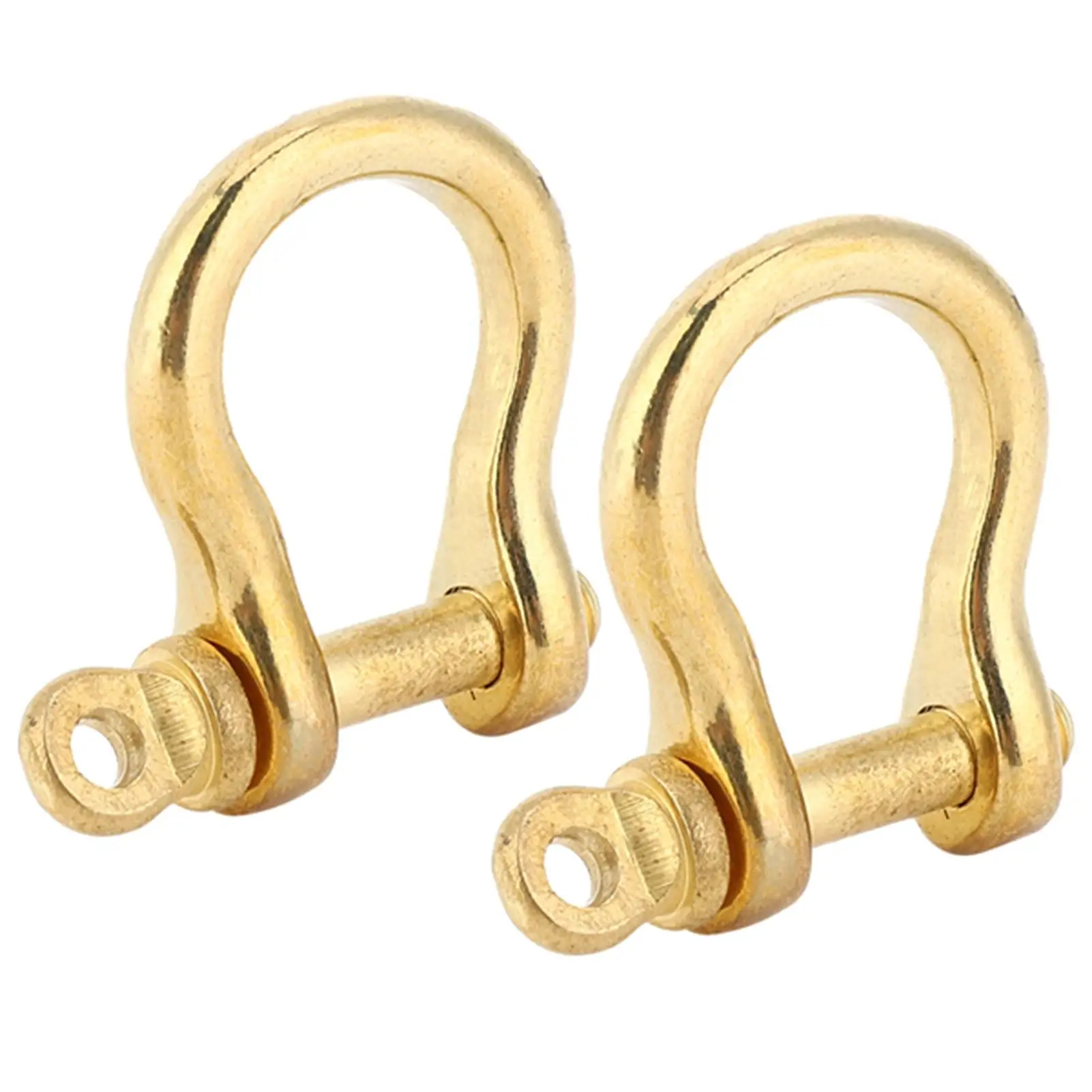 2 Pack Brass Anchor Shackle U-Type Key Ring Hooks - 10mm Golden Connection Buckle