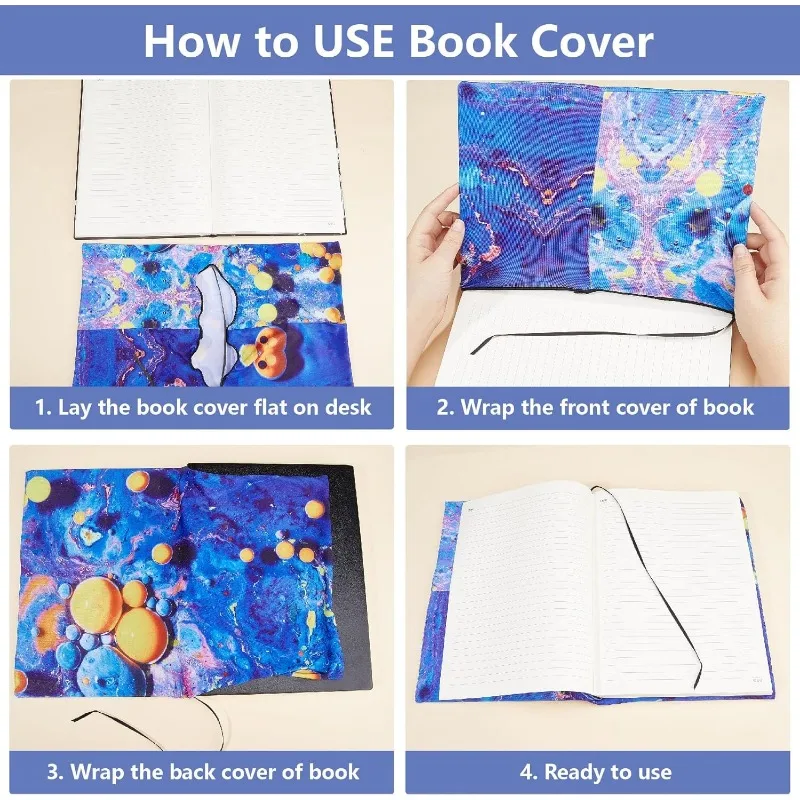 1 pc Butterfly Stretchable Book Cover Rose Flower Washable Reusable Large Nylon Book Protector Suitable for 9 x 11in Hardcover