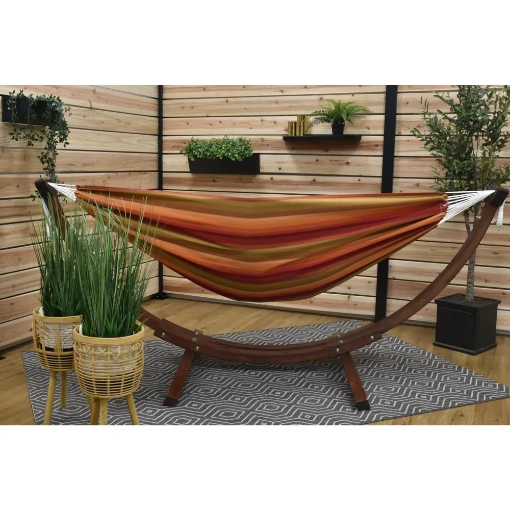

Weather-Resistant Brazilian Hammock with Pine Arc Stand, 450 lb Capacity