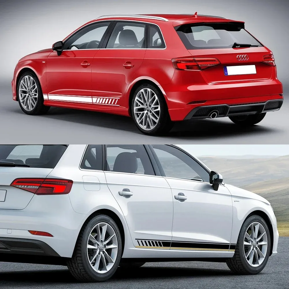 

Car Side Skirt Sticker Exterior Door Decals Auto Accessories For Audi A3 8P 8V 8L 8Y Sedan S3 RS3 TFSI Sportback Limousine TDI