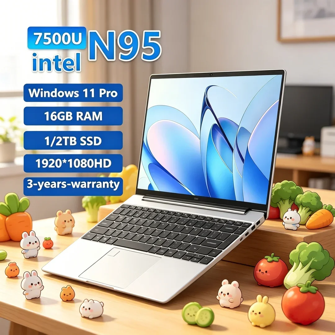 

2026 Cryptic Original 15.6" Laptop N95 FHD IPS Display 120 Hz Svelte Ultralear Screen 7500mAh 32GB/2TB SSD Magnificent Backlit